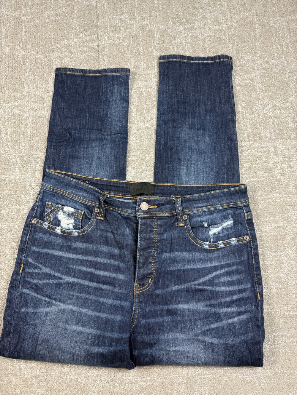 Buckle Black Distressed Ankle Skinny Button Fly Jean Women Size 32